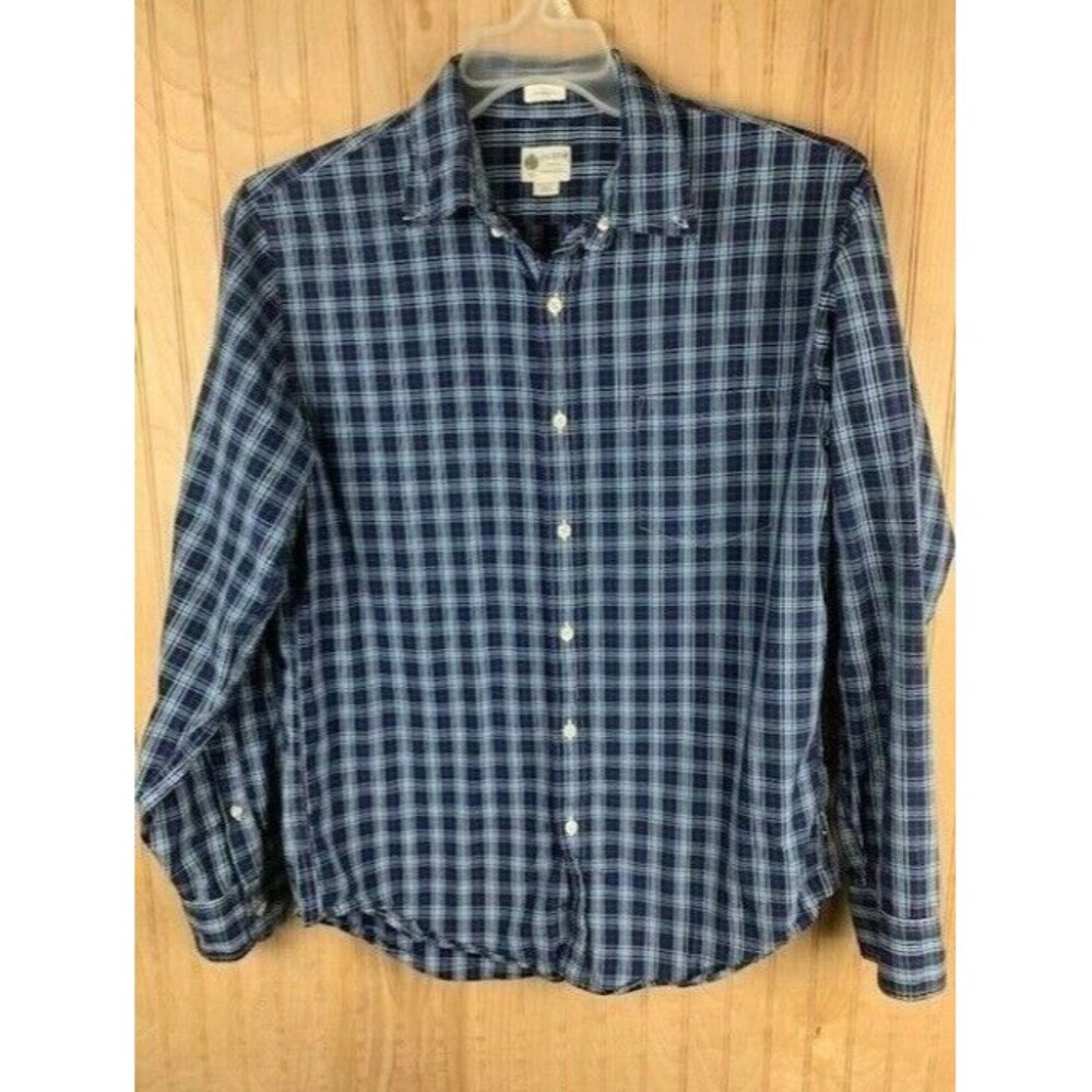 J Crew Size M Mens Shirt Button Down Tailored Fit Blue Striped Long Sleeve
